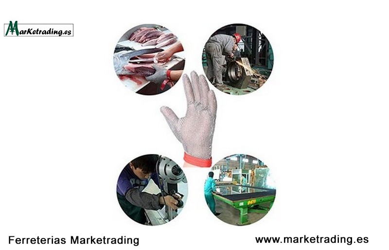 Guantes de acero inoxidable de malla ThreeH_4